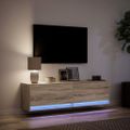 vidaXL TV nástenná skrinka s LED svetlami dub sonoma 140x31x38 cm