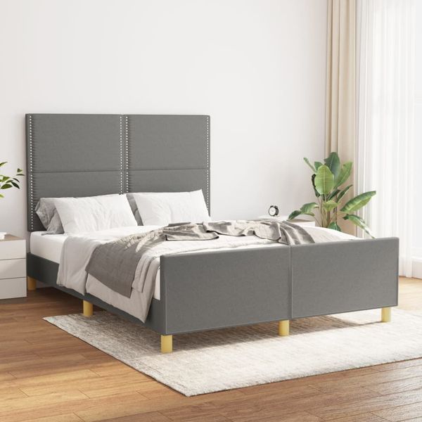 vidaXL Posteľ bez matraca tmavosivá 140x200 cm látka