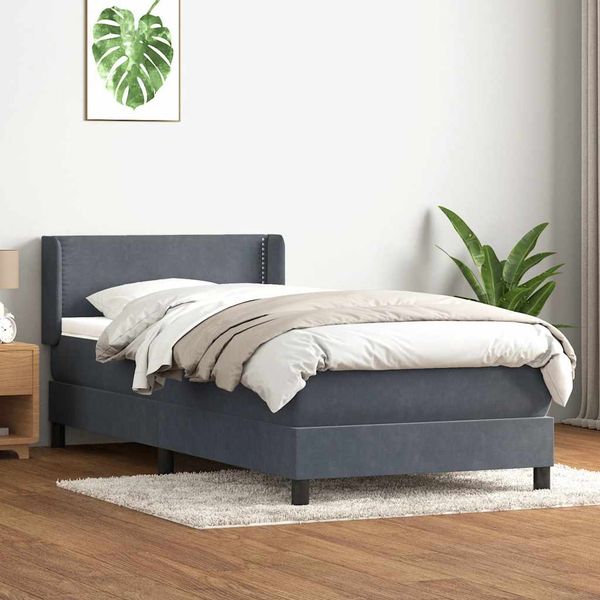 vidaXL Posteľný rám boxspring s matracom tmavosivý 80x220 cm zamat
