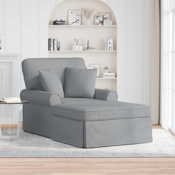 vidaXL Pufa s sukňou s vankúšom s vankúšom 3 pcs Svetlosivá látka