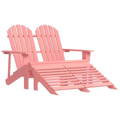 vidaXL 2-miestna záhradná stolička a taburetka Adirondack jedľa ružová
