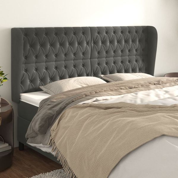 vidaXL Čelo postele so záhybmi tmavosivé 183x23x118/128 cm zamat