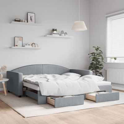 vidaXL Denná posteľ s výsuvným rámom a zásuvkami bez matraca, svetlosivá 100x190 cm