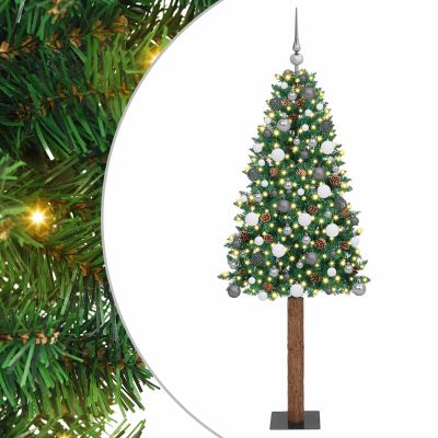 vidaXL Úzky vianočný stromček s 300 LED-i so stojanom Zelená 210 cm