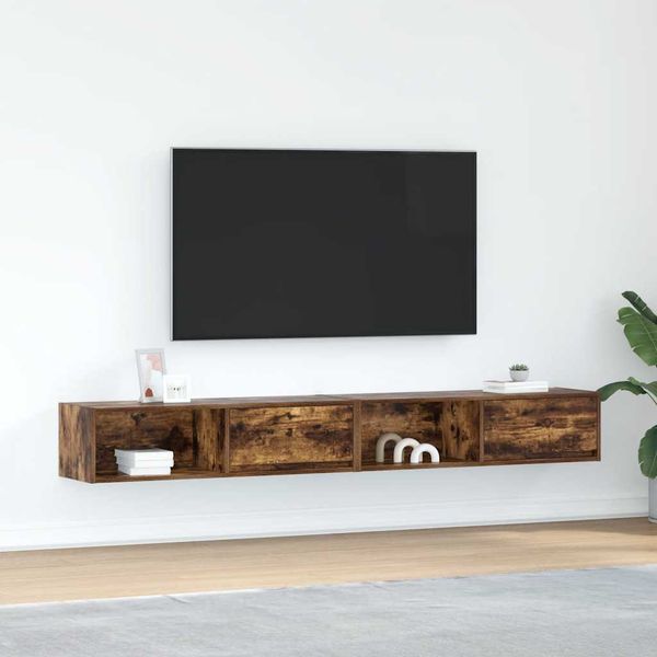vidaXL TV skrinky 2 ks Dub dymový 100x31x25,5 cm Upravené drevo