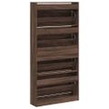 vidaXL Botník so 4 výklopnými zásuvkami hnedý dub 80x21x163,5 cm