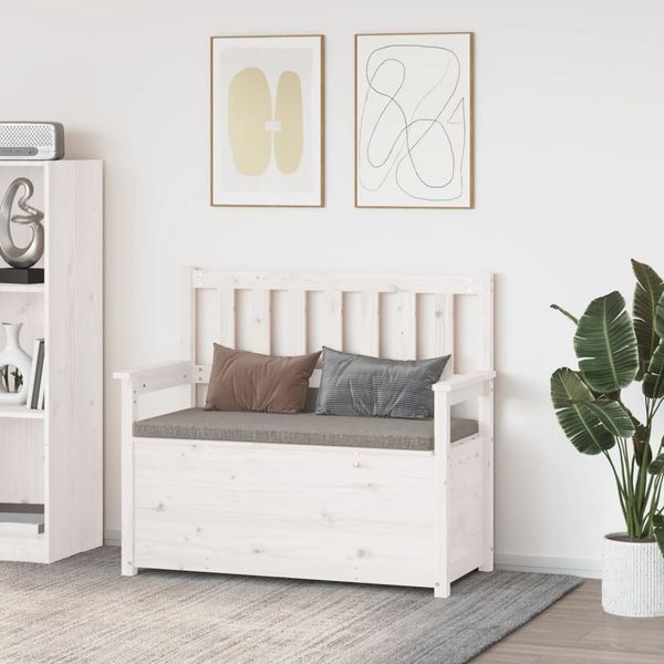 vidaXL Lavička biela 112,5x51,5x96,5 cm masívne mangovníkové drevo