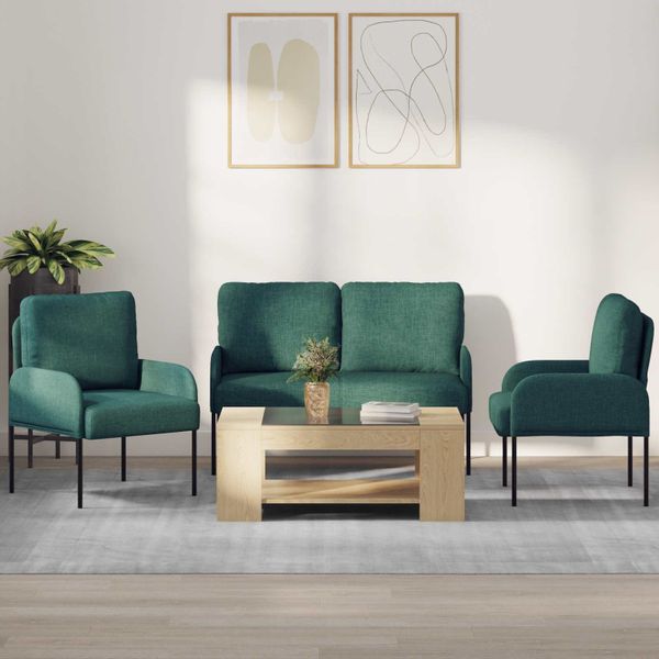 vidaXL Súpravy pohoviek 3 pcs Tmavozelená 115 x 56 x 80 cm Preglejka