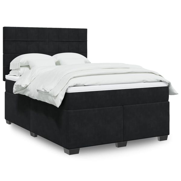 vidaXL Posteľný rám boxspring s matracom čierny 140x200 cm zamat
