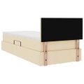 vidaXL Postel s úložným prostorem a matrací Krémová 90 x 190 cm Zamat