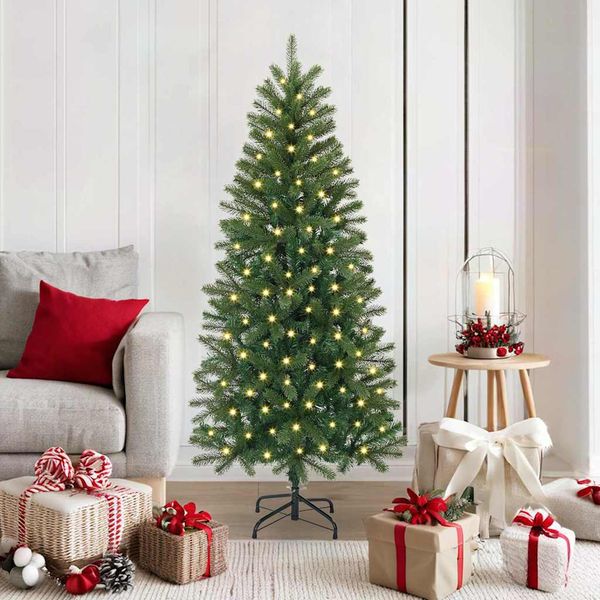 vidaXL Umelý vianočný stromček s 150 LED-i Zelená 150 cm PE a PVC