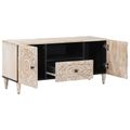 vidaXL TV skrinka Biela 105 x 33,5 x 46 cm Masívne mango drevo