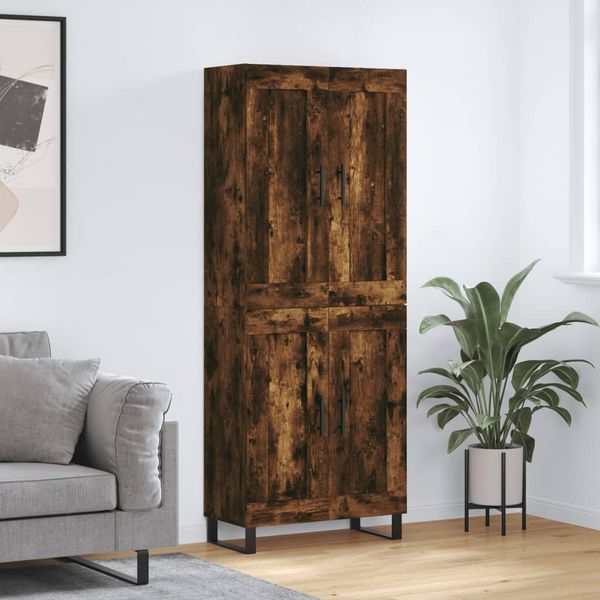 vidaXL Vysoká skrinka dymový dub 69,5x34x180 cm spracované drevo