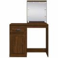 vidaXL Toaletný stolík s LED svetlami hnedý dub 90x42x132,5 cm