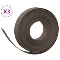 vidaXL Záhradné obruby 3 ks hnedé 10 m 10 cm polyetylén