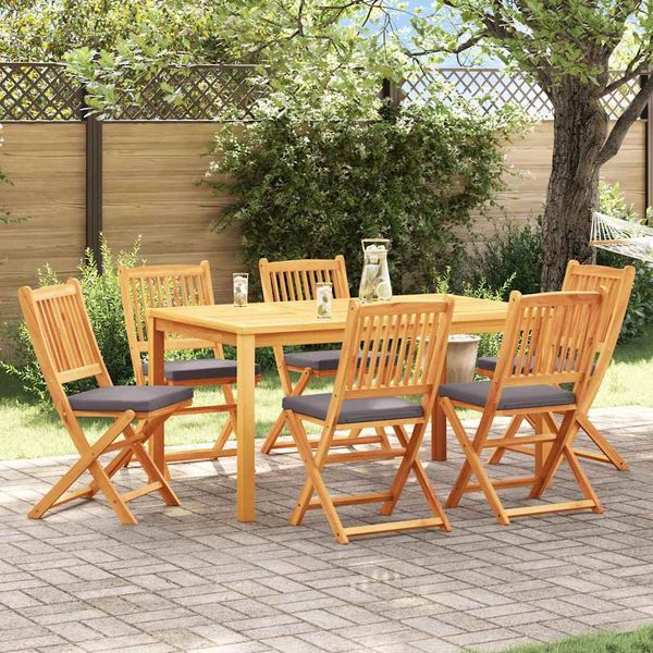 vidaXL Skladacia stolička 6 pcs Sivá 49 x 57.5 x 92 cm Akáciový masív
