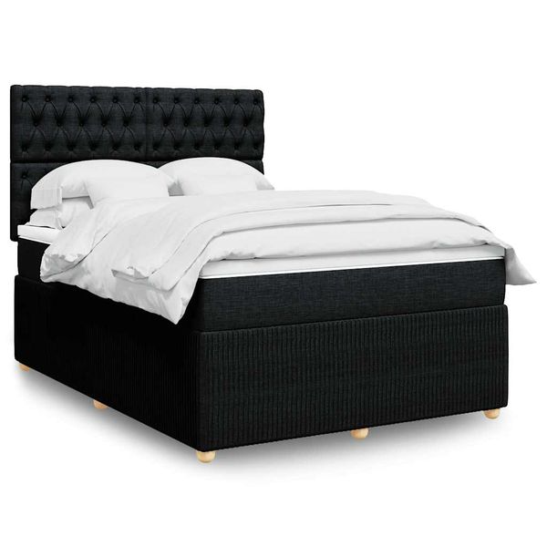 vidaXL Posteľný rám boxspring s matracom čierny 160x200 cm látka