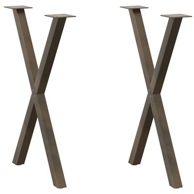 vidaXL Nohy k jedálenskému stolu v tvare X, 2 ks, prírodná oceľ, 50 x (72-73) cm, oceľ