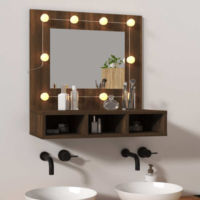 vidaXL Zrkadlová skrinka s LED dub sonoma 60x31,5x62 cm