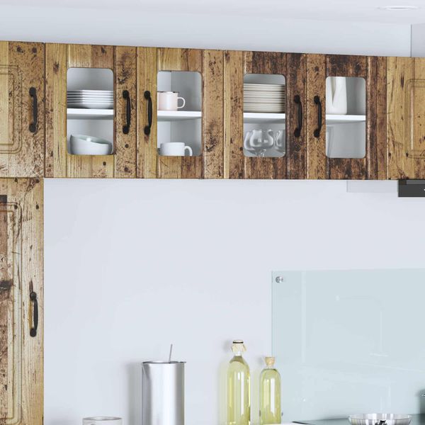 vidaXL Nástenný sklenený kabinet LUCCA 2 pcs Staré drevo