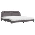 vidaXL Posteľ Viana s matracom sivá 200x200 cm umelá koža