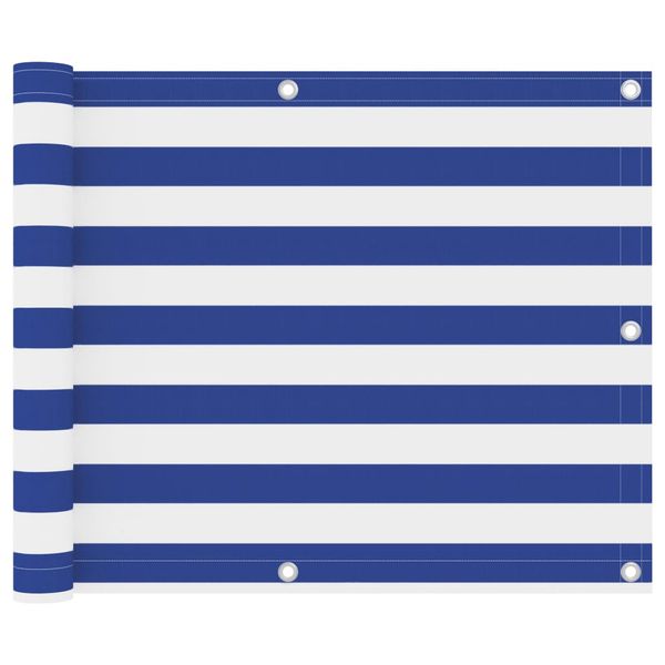 vidaXL Balkónová markíza, biela a modrá 75x600 cm, oxfordská látka