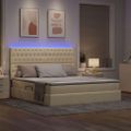 vidaXL LED úložná posteľ s matracom Krémová 160 x 200 cm Látka