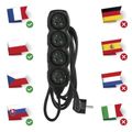 Predlžovací kábel 3 m / 4 zásuvky / čierny / PVC / 1 mm2