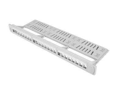 24Portový patch panel 1U s organizérom pro keystone moduly šedý lanberg