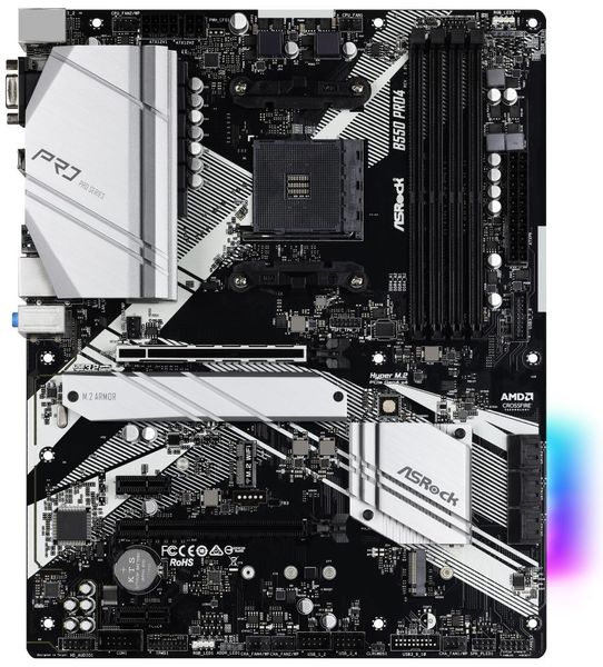 ASRock B550 Pro4 / AMD B550 / AM4 / 4x DDR4 DIMM / VGA / HDMI / 2x M.2 / USB-C / ATX Základná doska, AMD B550, AM4, 4x DDR4 (max. 128GB), 2x M.2, USB typ C, VGA, HDMI, ATX