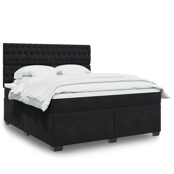 vidaXL Posteľný rám boxspring s matracom čierny 180x200 cm zamat