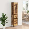 vidaXL Highboard Staré drevo 34,5 x 34 x 180 cm Kompozitné drevo