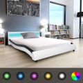 vidaXL Posteľ s matracom, LED, čierna a biela, umelá koža 140x200 cm