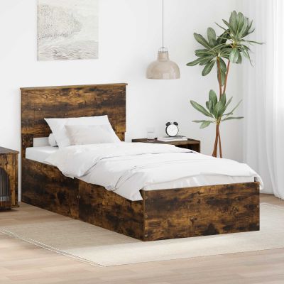 vidaXL Rám postele Dymová dub 100 x 200 cm Kompozitné drevo