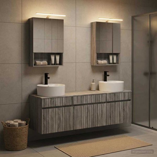 vidaXL Set kabinetov do kúpeľne 5 pcs Sivý Sonoma 50 x 14,5 x 70 cm