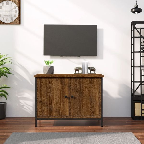 vidaXL TV skrinka s dvierkami hnedý dub 60x35x45 cm spracované drevo
