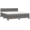 vidaXL Boxspring posteľ s matracom sivá 180x200 cm umelá koža
