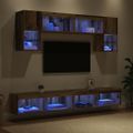 vidaXL TV nástenné jednotky s LED 6 ks Staré drevo Kompozitné drevo