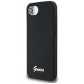 Guess HC Silicone Script Metal Logo Puzdro pre iPhone 16e Čierna