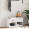 vidaXL Lavica do predsiene SANDNES biela 87x40x50 cm borovicový masív