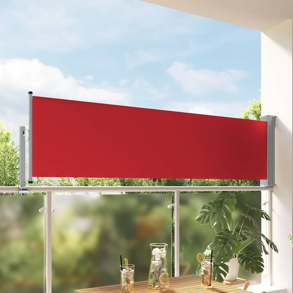 vidaXL Zaťahovacia bočná markíza na terasu červená 80x300 cm