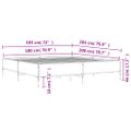 vidaXL Posteľný rám dymový dub 180x200 cm kompozitné drevo a kov