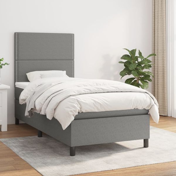 vidaXL Boxspring posteľ s matracom tmavosivá 90x190 cm látka