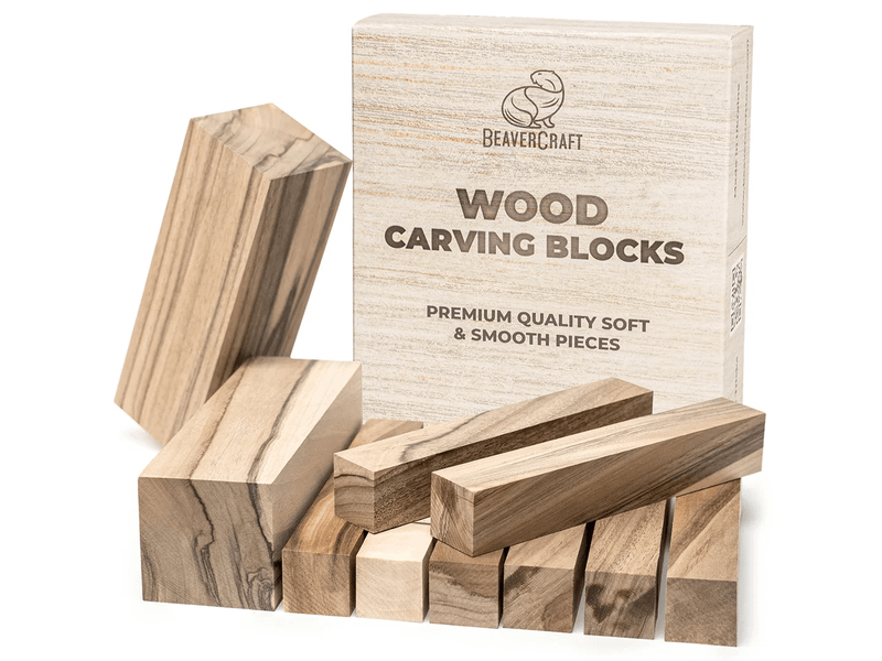 BW10 Walnut Beavercraft Set of European Walnut Carving Blocks 10 pcs
