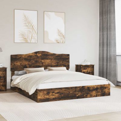 vidaXL Úložná posteľ Dymová dub 180 x 200 cm Kompozitné drevo