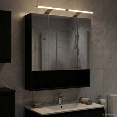 vidaXL Kúpeľňová zrkadlová skrinka Čierny dub 60 x 14.5 x 70 cm