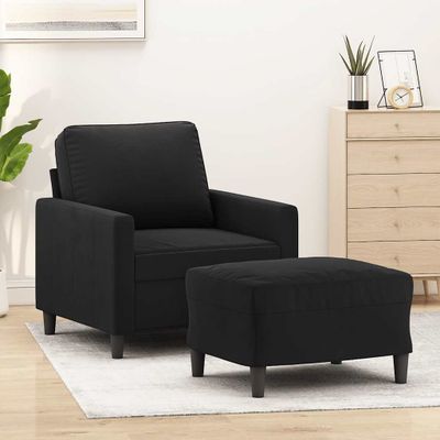 vidaXL Kreslo s podnožkou čierne 60 cm zamat
