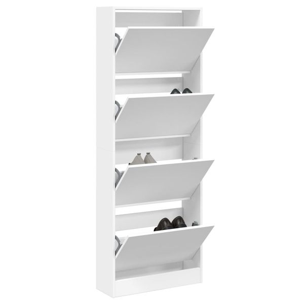 vidaXL Botník biely 60x21x163,5 cm kompozitné drevo
