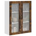 vidaXL Nástenný sklenený kabinet PORTO Dymová dub 80 x 31 x 100 cm
