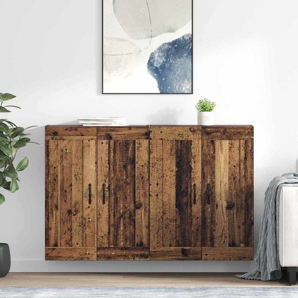 vidaXL Závesná skrinka Nástenný 2 pcs Staré drevo 69,5 x 34 x 90 cm